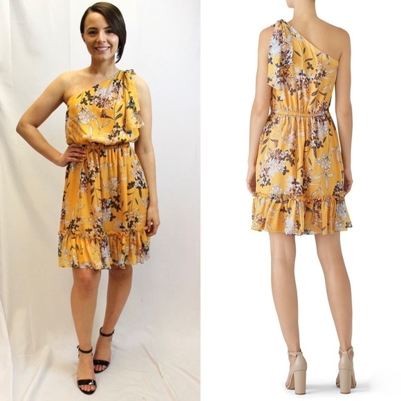 SHOSHANNA 70s Silk Floral Print 1 Shoulder Sleeveless Tier Ruffle Mini Dress 10 - Picture 7 of 11